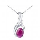 Natural ruby oval cut 0.9ct pendant set in sterling silver