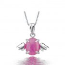 Natural ruby oval cut angel egg 1.75ct pendant set in sterling silver