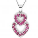 Natural ruby round cut heart shape pendant set in sterling silver