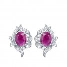 Natural ruby stud sterling silver earrings