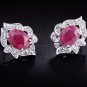 Natural ruby stud sterling silver earrings