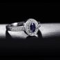 Oval cut natural sapphire sterling silver ring(0.55ct)