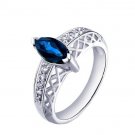 Natural sapphire Marquise Cut sterling silver ring(0.8ct)
