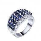 A cluster of sapphire sparking sterling silver ring(2.7ct)