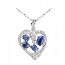Natural sapphire heart shape sterling silver pendant