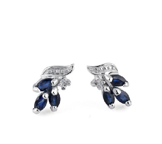 Natural sapphire stud sterling silver earrings