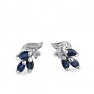 Natural sapphire stud sterling silver earrings