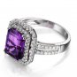 Natural 4.09ct Amethyst rings and surrounding with 0.92 ct South Africa diamond 14K white gold rings