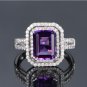 Natural 4.09ct Amethyst rings and surrounding with 0.92 ct South Africa diamond 14K white gold rings
