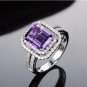 Natural 4.09ct Amethyst rings and surrounding with 0.92 ct South Africa diamond 14K white gold rings