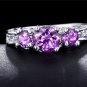 3pcs sparking Natural Amethyst 0.85ct round cut 925 sterling silver ring