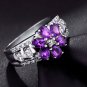 6pcs sparking Natural Amethyst flower shape 0.96ct oval cut 925 sterling silver ring