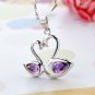 Natural amethyst cygnet silver pendant