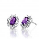Natural amethyst oval cut 0.92 stud sterling silver earrings