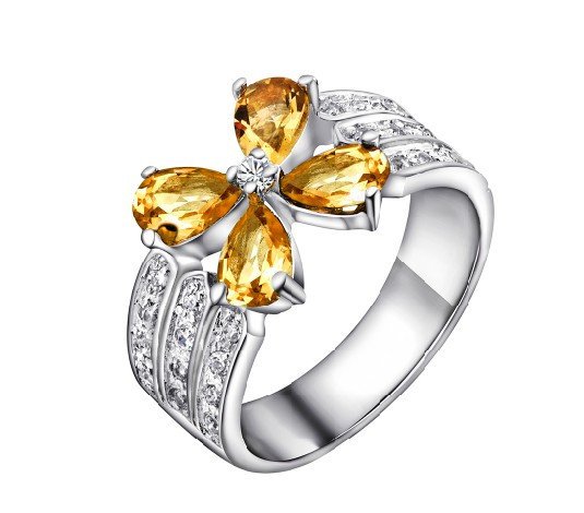 1.4ct Natural Citrine flower shape 925 sterling silver ring