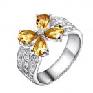 1.4ct Natural Citrine flower shape 925 sterling silver ring