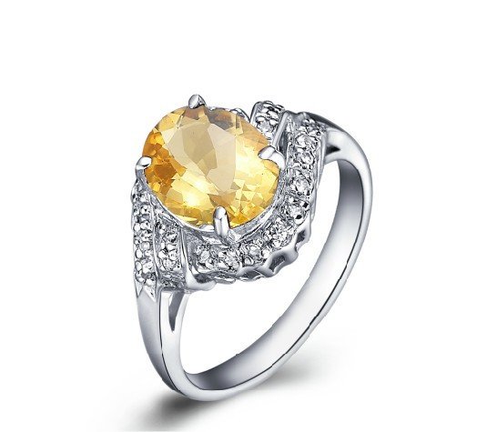 1.56ct Natural Citrine ring oval cut 925 sterling silver ring