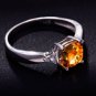 1ct Natural Citrine cushion cut 925 sterling silver ring