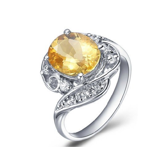 2.4ct Natural Citrine ring oval cut 925 sterling silver ring