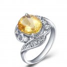 2.4ct Natural Citrine ring oval cut 925 sterling silver ring
