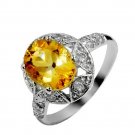 2.52ct Natural Citrine ring round cut 925 sterling silver ring