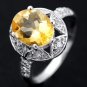 2.52ct Natural Citrine ring round cut 925 sterling silver ring