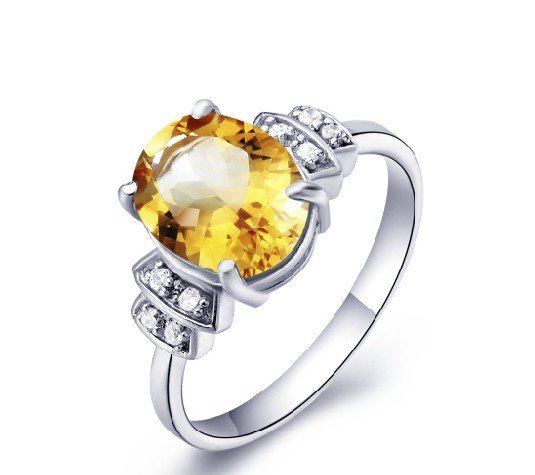 2.6ct Natural Citrine oval cut 925 sterling silver ring