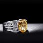Huge Natural Citrine 3.45ct oval cut 925 sterling silver ring