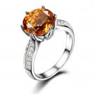 Natural 2.66ct Citrine rings and hold by 0.47ct diamond prong 18K white gold rings