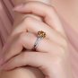 Natural 2.66ct Citrine rings and hold by 0.47ct diamond prong 18K white gold rings