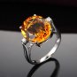 Natural huge 11.29ct Citrine rings and accented by natural diamond 14K white gold rings