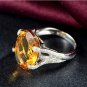 Natural huge 11.55ct Citrine rings and hold by 0.85ct diamond prong 14K white gold rings