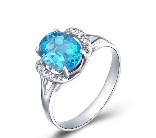 2.4ct oval cut natural Topaz 925 sterling silver ring