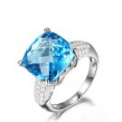 9.52ct huge Topaz cushion Cut with 0.54ct natural Diamonds Halo 14K white Gold ring