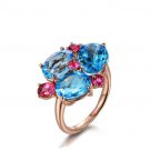 Natural 10.17ct 3pcs topaz rings with 4pcs natural brazil red tourmaline 14K Gold rings