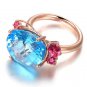 Natural 12.26ct topaz rings with 3pcs natural brazil red tourmaline 14K Gold rings