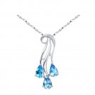 Natural 3pcs topaz pendant pear cut 1.53ct set in sterling silver