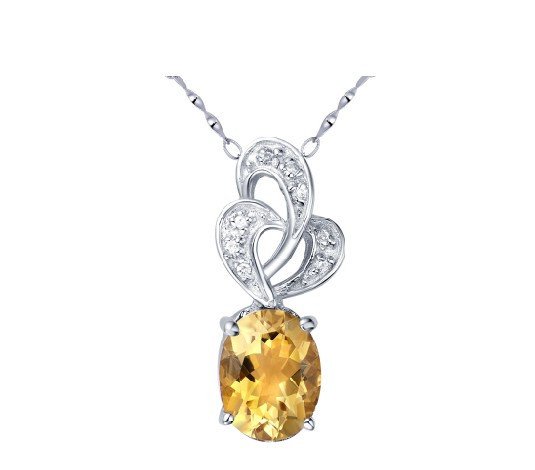 Natural citrine oval cut 1.56ct pendant set in sterling silver