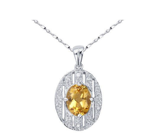 Natural citrine oval cut 1.56ct pendant set in sterling silver