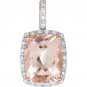 Cushion cut Morganite and Diamond 14 kt. Rose Gold Pendant