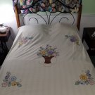 Vintage Early 1900's Hand Sewn Applique Quilt Bed cover 80x86 Full Size