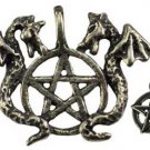 Twin Dragons Pentagram amulet