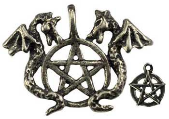 Twin Dragons Pentagram amulet