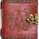 Pentagram leather blank book w/ latch
