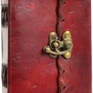 1842 Poetry leather blank book w/ latch 4" x 5"