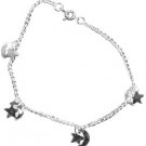 Silvertone anklet w/ Stars & Moons