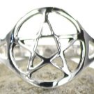 silver plated brass Pentagram ring size 7