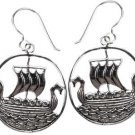Viking Ship earrings silver plated brass