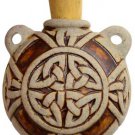 Celtic Knot Raku Oil Bottle