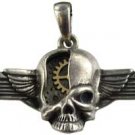 Steampunk Cyborg Skull Wings necklace